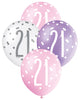 Pink, Purple and White Assorted 21 Latex Balloons 30cm 6pk