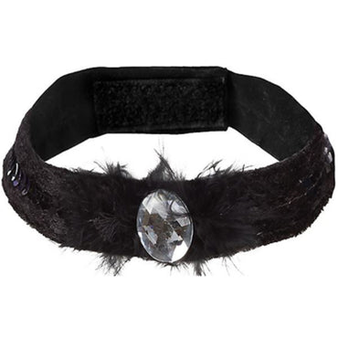 Fancy Black Cat Feather Choker - Party Savers