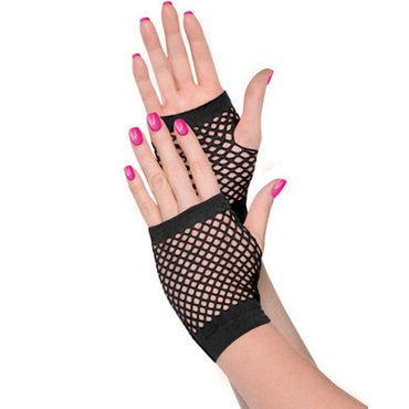 Womens Fishnet Gloves Black - Party Savers