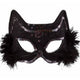 Fancy Black Cat Feather Marabou Mask - Party Savers