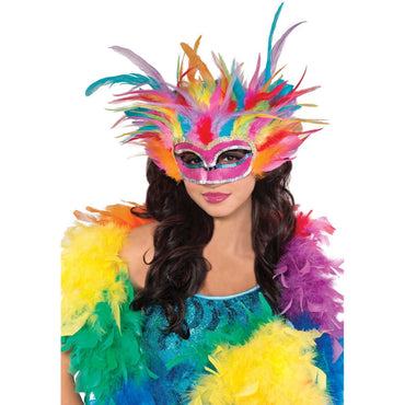 Rainbow Feather Mask - Party Savers