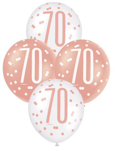 Rose Gold and White Assorted 70 Latex Balloons 30cm 6pk