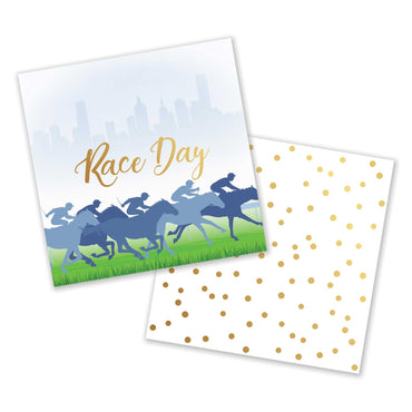 Race Day Hot Stamped Beverage Napkins 16pk - Party Savers