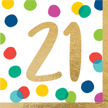 Happy Dots 21st Hot Stamped Lunch Napkins 16pk