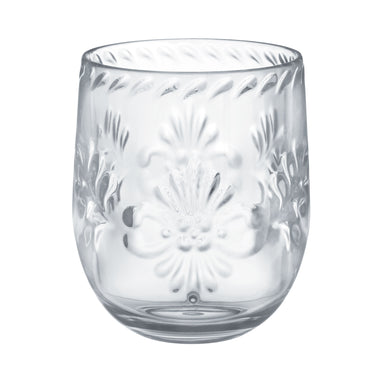 Boho Vibes Clear Floral Stemless Wine Glass Each