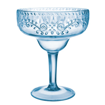 Boho Vibes Blue Floral Margarita Glass Each