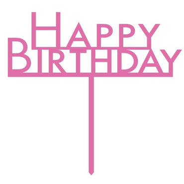 Bright Pink Acrylic Happy Birthday Cake Topper Pick Each