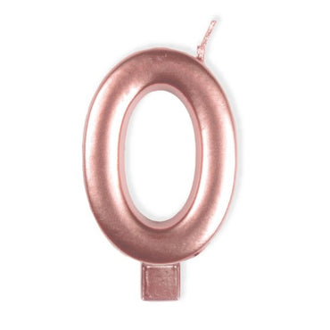 Rose Gold #0 Numeral Moulded Candle 8cm Each