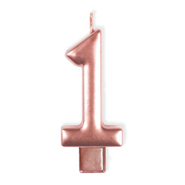 Rose Gold #1 Numeral Moulded Candle 8cm Each
