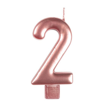 Rose Gold #2 Numeral Moulded Candle 8cm Each