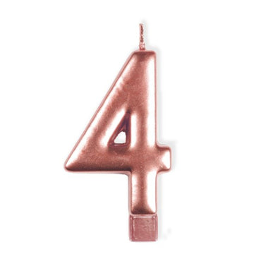 Rose Gold #4 Numeral Moulded Candle 8cm Each