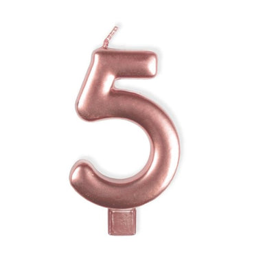 Rose Gold #5 Numeral Moulded Candle 8cm Each