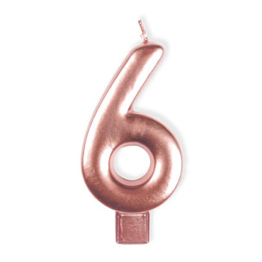 Rose Gold #6 Numeral Moulded Candle 8cm Each