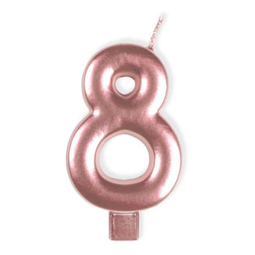 Rose Gold #8 Numeral Moulded Candle 8cm Each