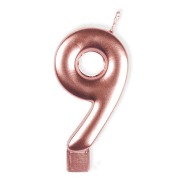 Rose Gold #9 Numeral Moulded Candle 8cm Each