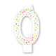 Rainbow Dots #0 Numeral Moulded Candle 8cm Each