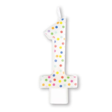 Rainbow Dots #1 Numeral Moulded Candle 8cm Each