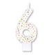Rainbow Dots #6 Numeral Moulded Candle 8cm Each