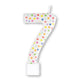 Rainbow Dots #7 Numeral Moulded Candle 8cm Each