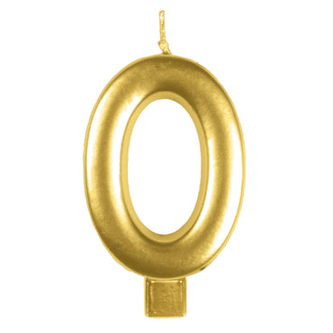 Gold #0 Numeral Moulded Candle 8cm Each