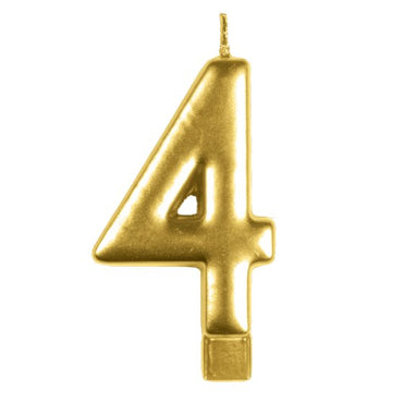 Gold #4 Numeral Moulded Candle 8cm Each