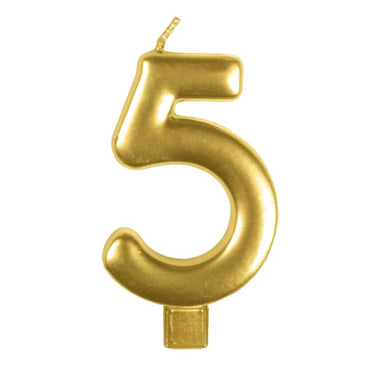 Gold #5 Numeral Moulded Candle 8cm Each
