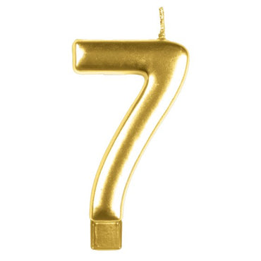 Gold #7 Numeral Moulded Candle 8cm Each