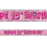 Black Glitz 18th Birthday Foil Banner 3.6m - Party Savers