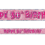 Black Glitz 30th Birthday Foil Banner 3.6m - Party Savers