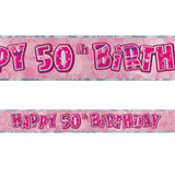 Black Glitz 50th Birthday Foil Banner 3.6m - Party Savers
