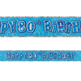 Black Glitz 80th Birthday Foil Banner 3.6m - Party Savers