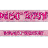 Black Glitz 80th Birthday Foil Banner 3.6m - Party Savers