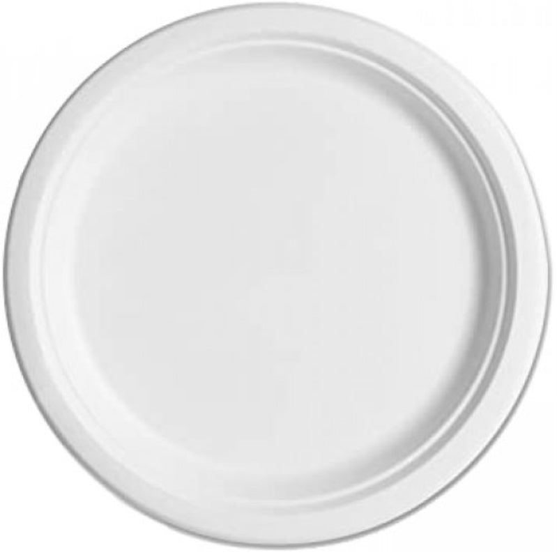 White Sugarcane Plate 180mm 10pk - Party Savers