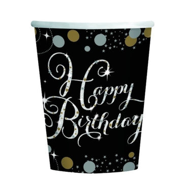 Sparkling Celebration Happy Birthday Cups 266ml 8pk - Party Savers
