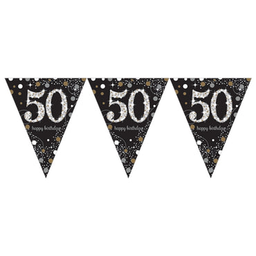 Sparkling Celebration 50 Prismatic Pennant Banner - Plastic - Party Savers