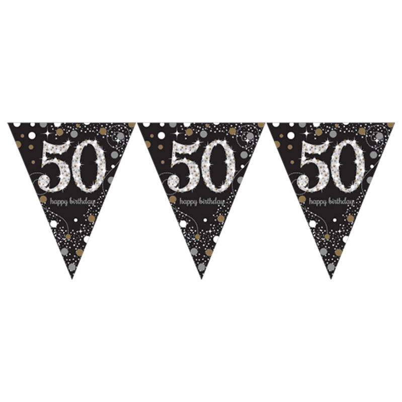 Sparkling Celebration 50 Prismatic Pennant Banner - Plastic - Party Savers