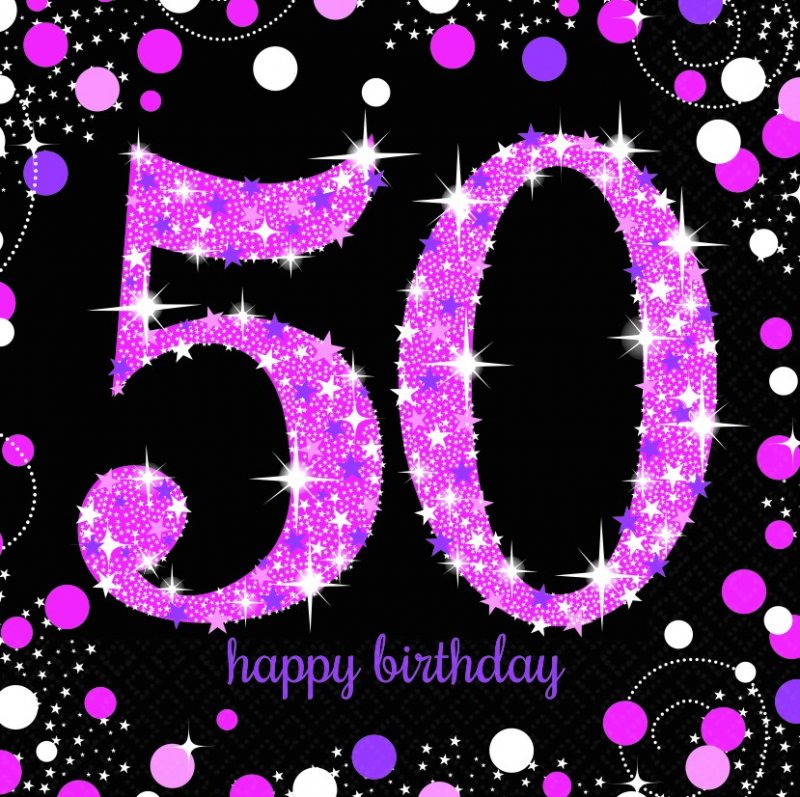 Pink Celebration 50th Happy Birthday Lunch Napkins 16pk - Party Savers