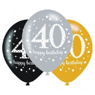 Sparkling Celebration 40 Latex Balloon 30cm 6pk - Party Savers