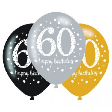 Sparkling Celebration 60 30Cm Latex Balloon 6pk - Party Savers