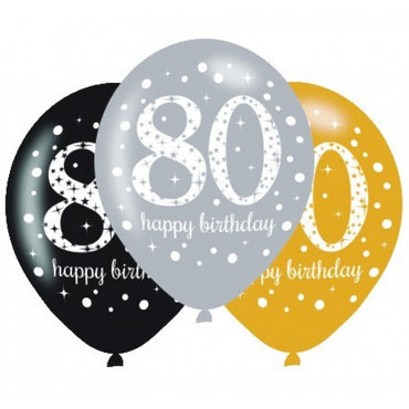 Sparkling Celebration 80 Latex Balloon 30cm 6pk - Party Savers
