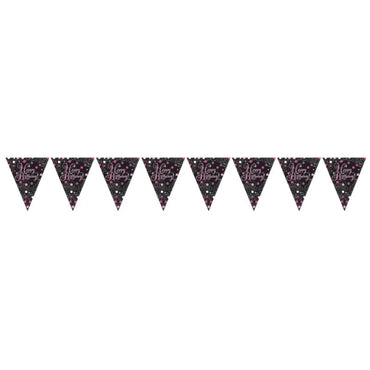 Pink Celebration Happy Birthday Prismatic Pennant Banner Each - Plastic - Party Savers