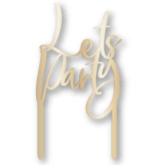 Gold Acrylic Let's Party Cake Topper Pick Each