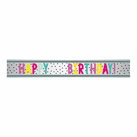 Happy Birthday Dots Multi-Coloured Add-An-Age Foil Banner 1.8m Each