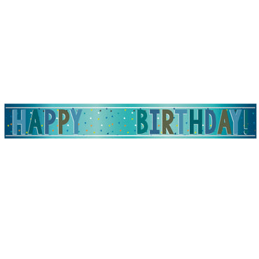 Happy Birthday Blue Add-An-Age Foil Banner 1.8m Each