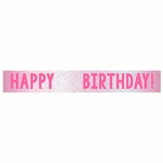 Happy Birthday Pink Add-An-Age Foil Banner 1.8m Each
