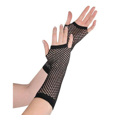 Black Fishnet Gloves Long - Party Savers