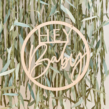 Botanical Baby Wooden Hey Baby Hoop Wreath - Party Savers