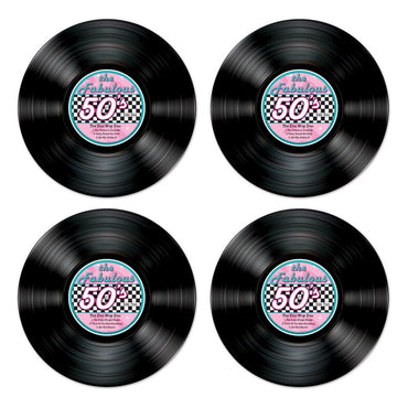 50's Records Cutouts 34cm 4pk - Party Savers