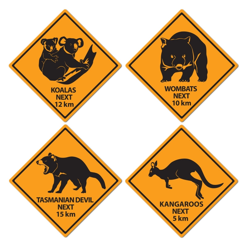 Australian Outback Road Signs Cutouts 4pk - Party Savers
