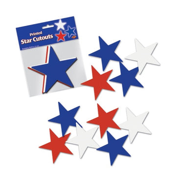 Red, White & Blue Stars Cutouts 10pk - Party Savers